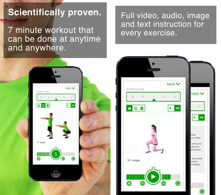 7-minute workouts are popular because they allow busy people to workout anywhere and anytime. (Image source: Apple App Store.)