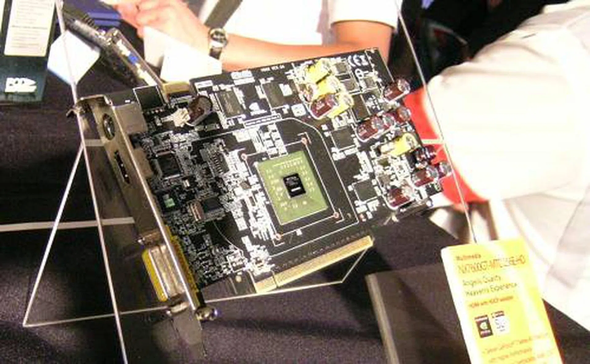 Another manufacturer with HDMI onboard a mid-range board that was displayed is an MSI GeForce 7600 GT.