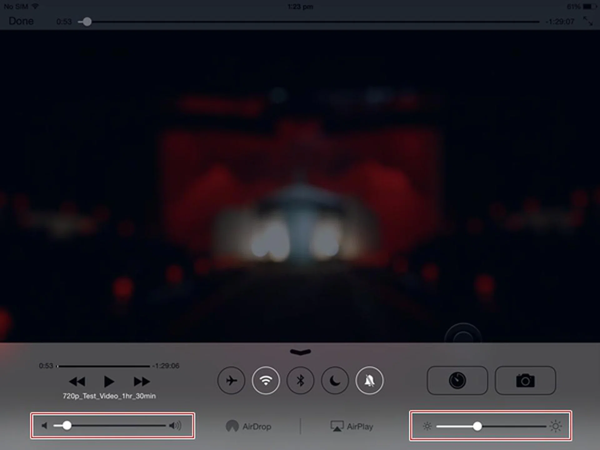 Apple's implementation is not bad too; a swipe up from the bottom lets you access Control Centre where you can adjust the volume and brightness levels. However, the video playback will pause when you access Control Centre.