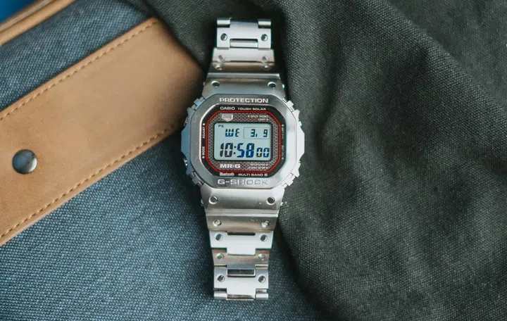 The G-Shock MRG-B5000D-1DR with its titanium carbide coating. (Image source: Casio)