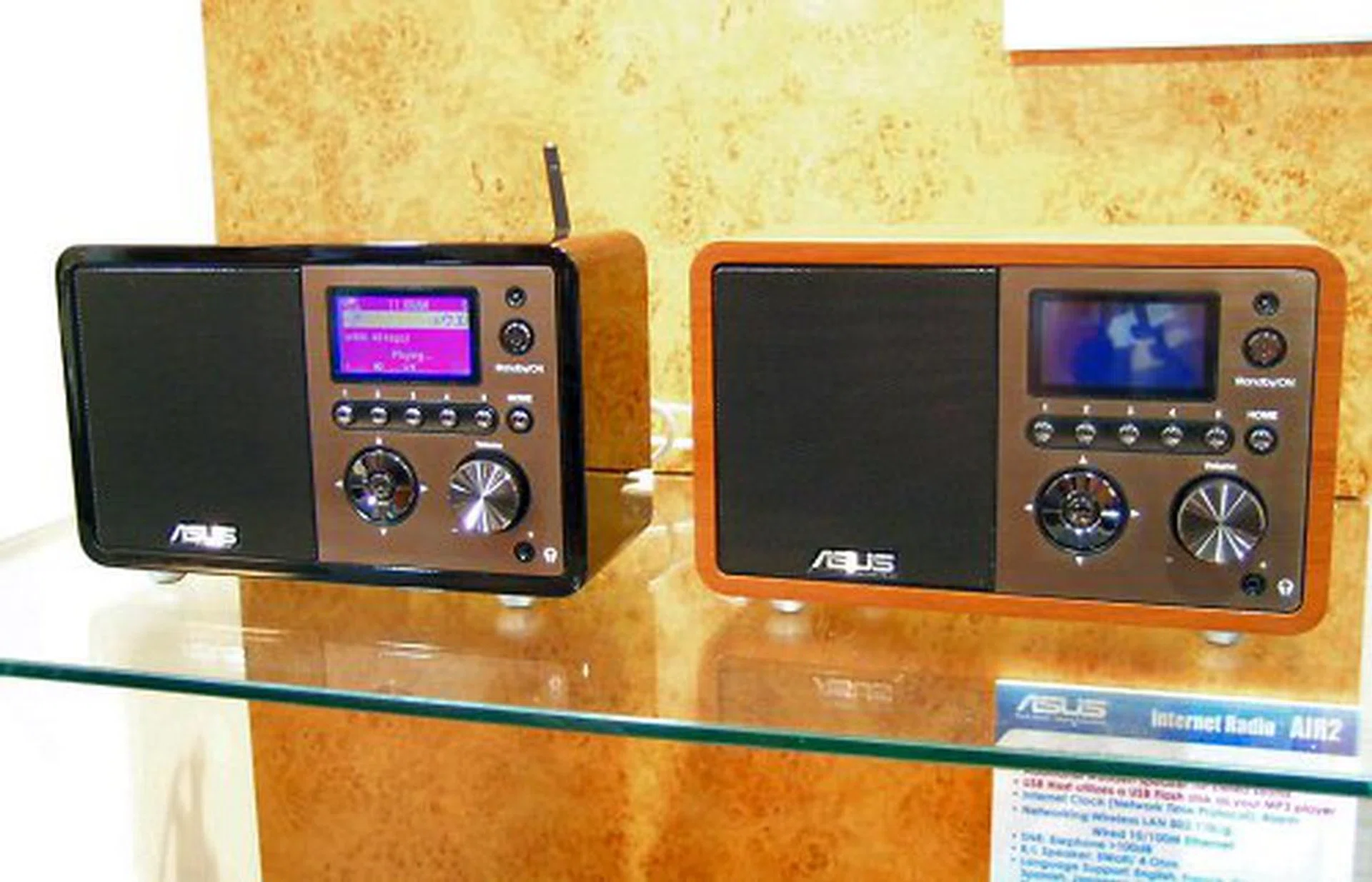  ASUS goes classical with their ASUS Internet-Radio (AIR) designs. The AIR 1 and 2 are more or less standalone radios that will work as long as you have a direct connection to the internet either through LAN or WiFi.  