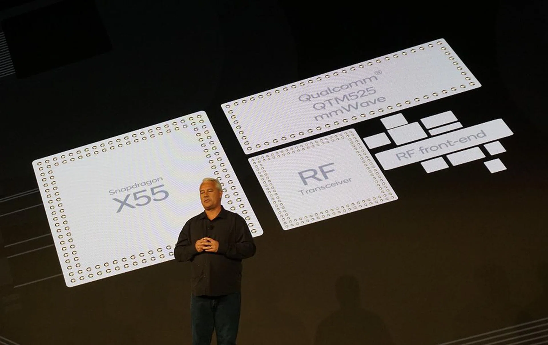 Instead, it relies on a separate Snapdragon X55 5G modem-RF system.