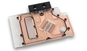 The water block is available in the typical nickel-plated electrolytic copper with a clear acrylic top. (Image Source: EKWB)