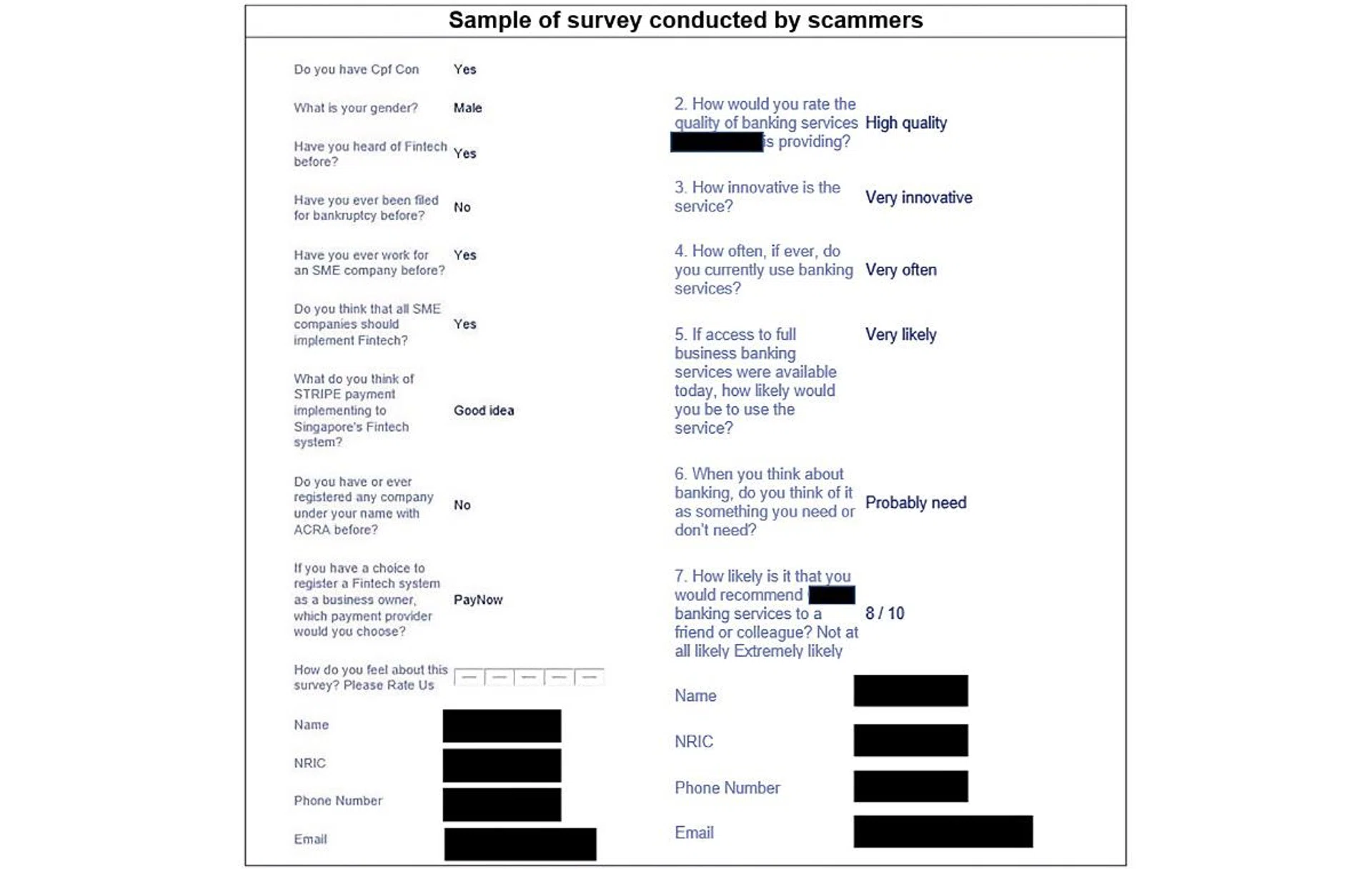 Redirection to a scam survey site. Image source: Singapore Police Force. 