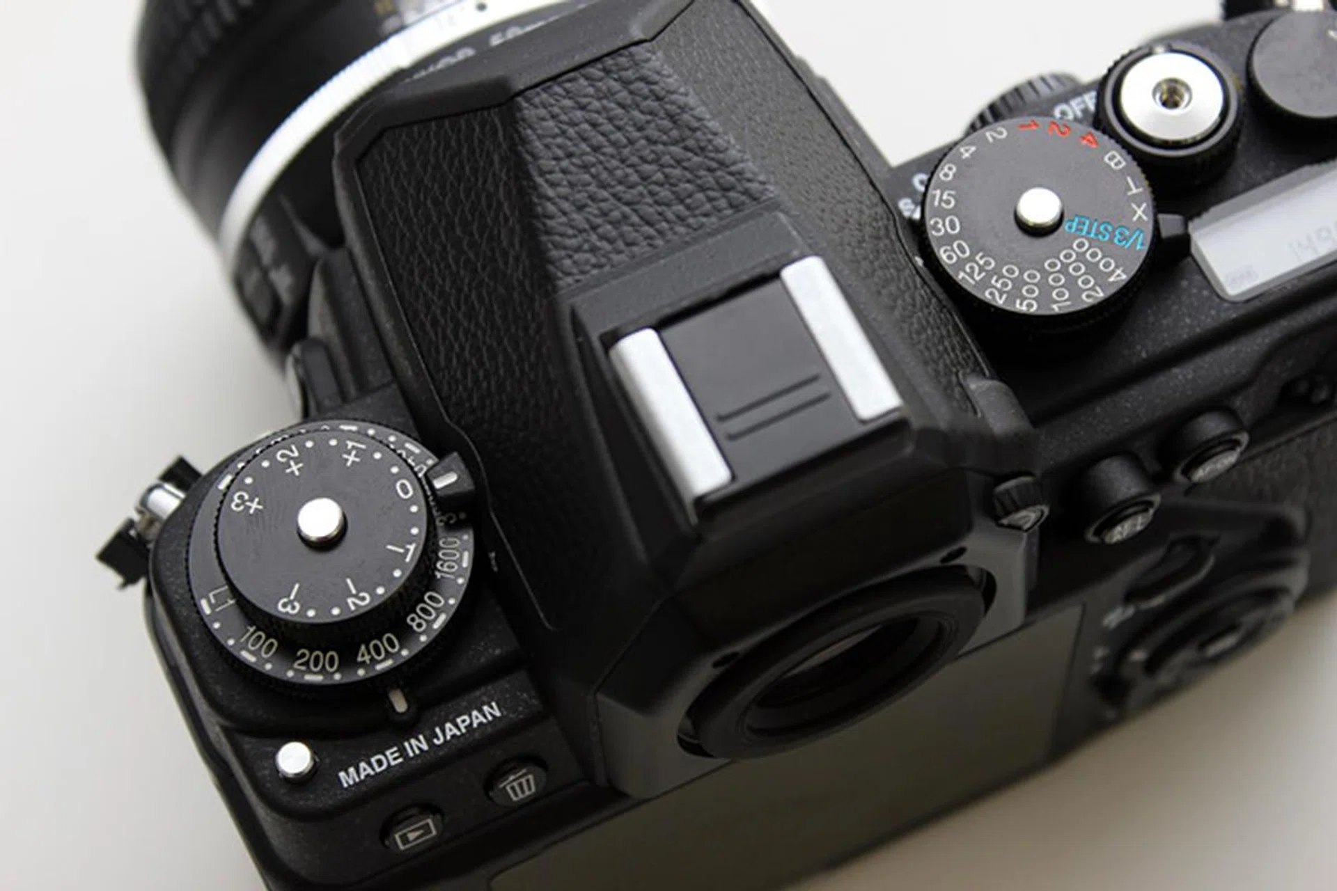 The DF's top plate is populated with mechanical dials, which give you quick access to exposure compensation, ISO, shutter speed and modes.