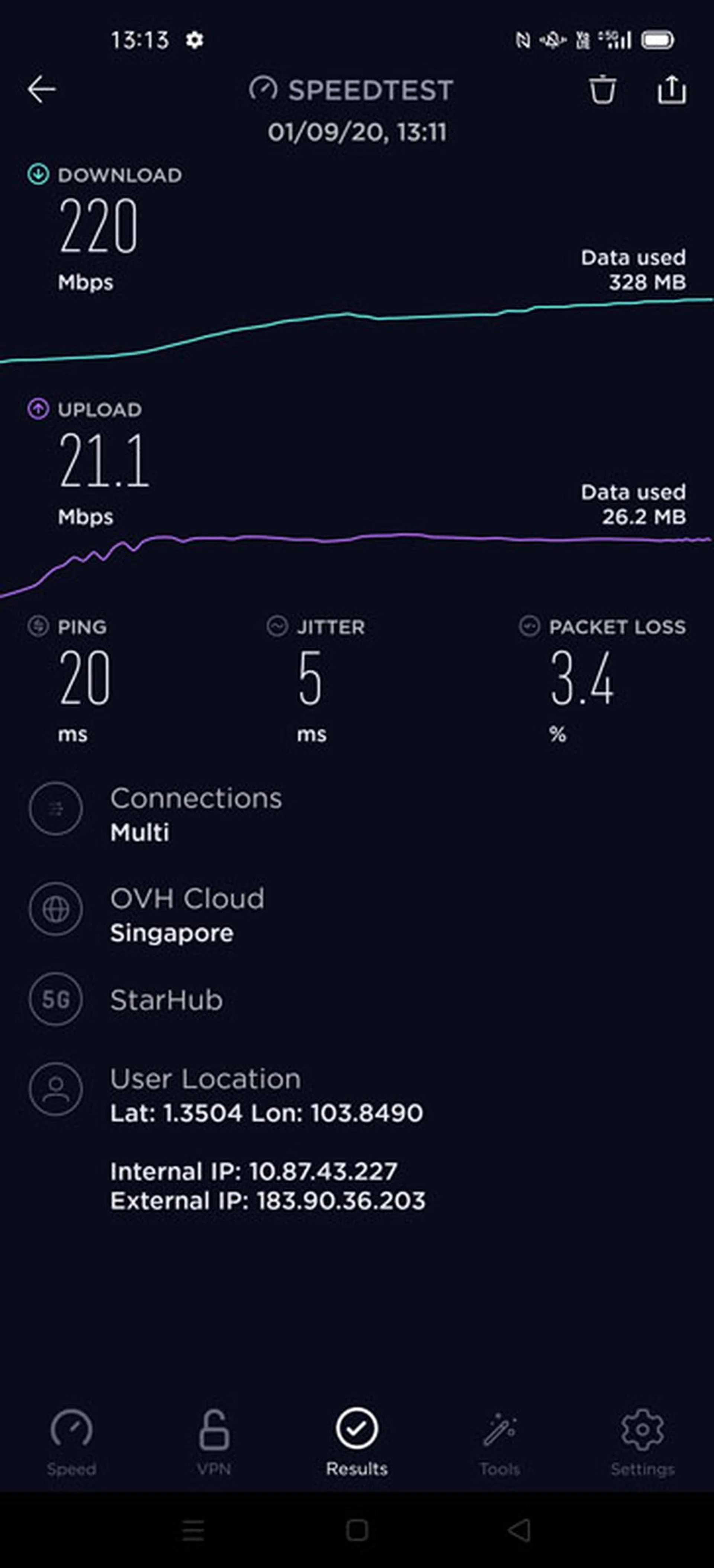 StarHub 5G Test 1