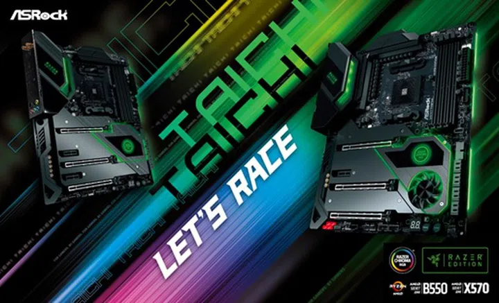 ASRock B550 on the left, X570 on the right. (Image Source: ASRock)