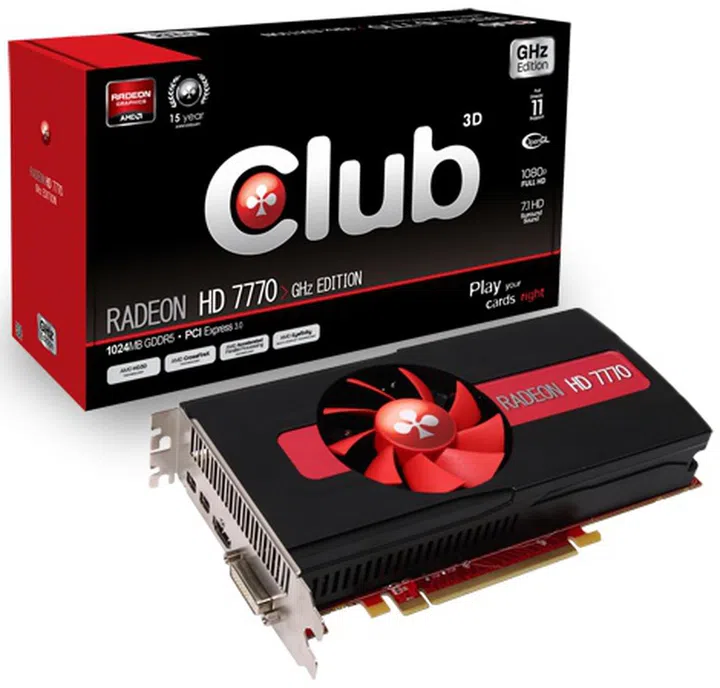 Club 3D Radeon HD 7770 GHz Edition
Core Clock: 1000MHz
Memory Clock: 4500MHz