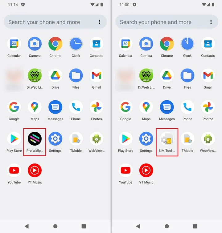 Example of how adware and malware avoid detection by disguising itself as a SIM card tool inside the app drawer. Image credit: Dr.Web.