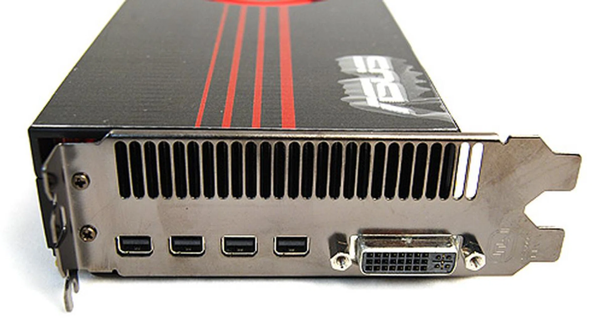 The AMD Radeon HD 6990 comes with a single dual-link DVI ports and four mini-DisplayPorts (1.2). To accommodate for multi-monitor setups, AMD has insisted all partners bundle the boards with a variety of DVI and HDMI adapters to make full use of the DP connections.