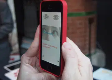 It takes about two seconds for EyeVerify's EyePrint technology to verify and unlock the mobile device.