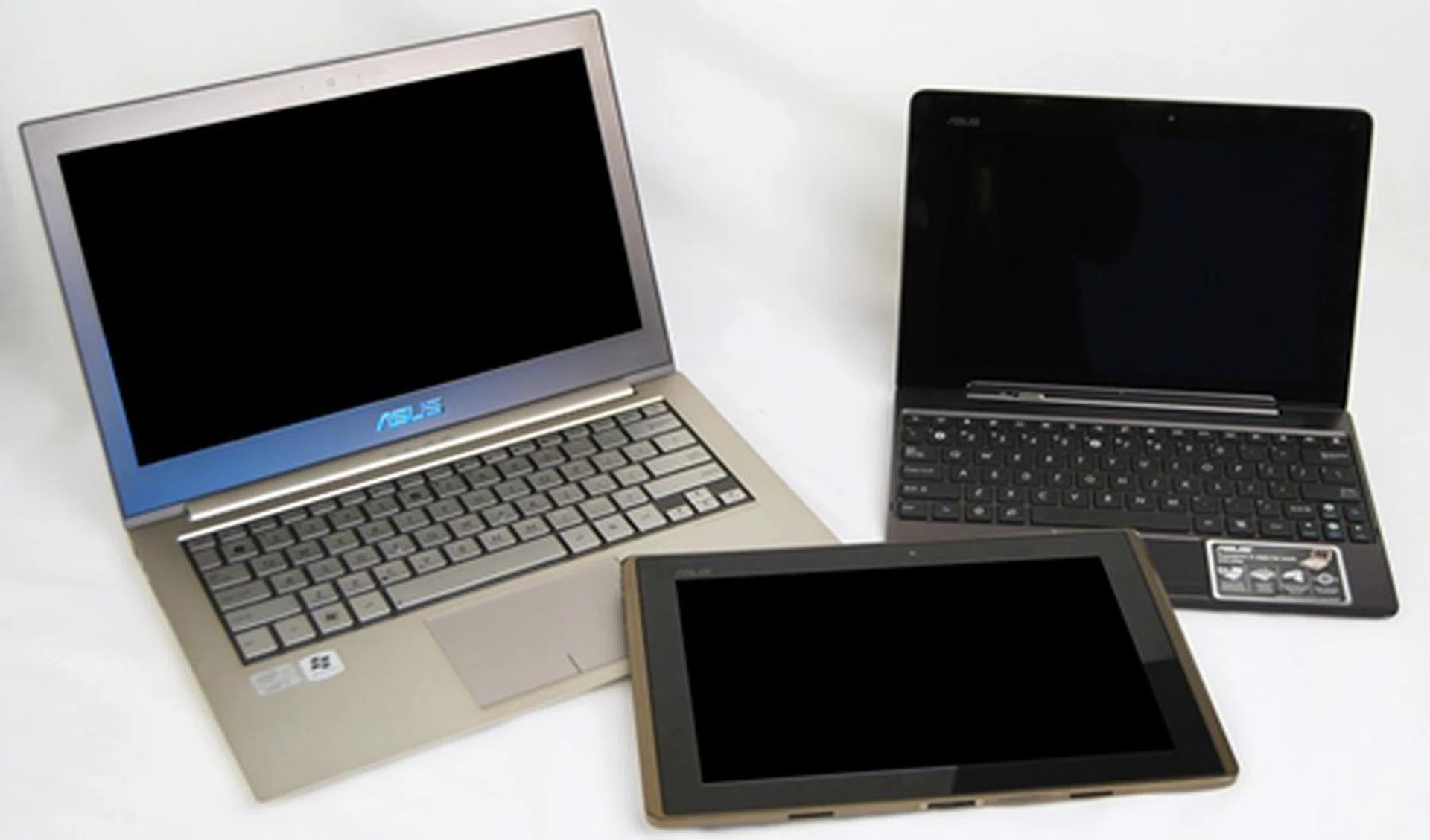 ASUS is not resting on its laurels. It continues to deliver more innovative products such as the Zenbook Ultrabook (left) and Eee Pad Transformer Prime (right). The barely one-year-old Transformer (center) is a good testament of the above statement.