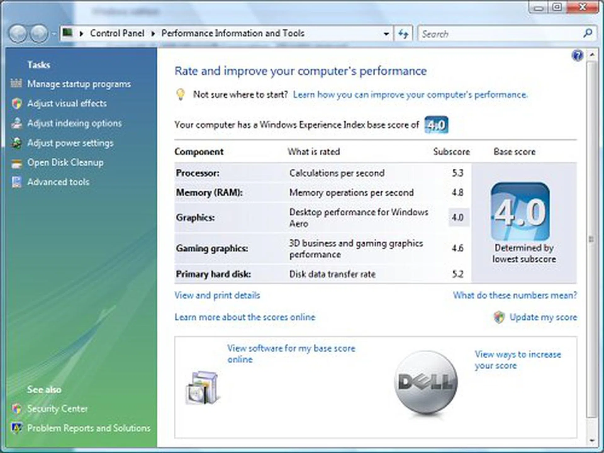 The M1330 scores very impressively in Vista's Windows Experience Index due to its high-performance CPU and HDD. Surprisingly, the GeForce 8400M GS scored lower for Desktop Graphics than Gaming Graphics, but we'll find out soon enough.