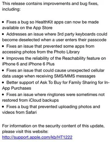 What the iOS 8.0.1 update is supposed to fix. What they didn't anticipate is what might break from this update.