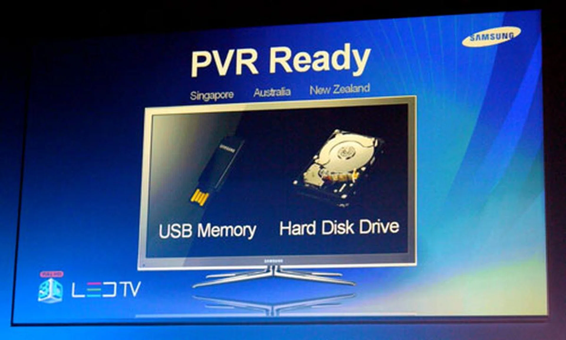 Here's one cool feature you don't often see on HDTVs. All of Samsung's 3D sets come with a PVR-ready (Personal Video Recorder) feature, meaning you get to record digital TV feeds onto a USB drive.