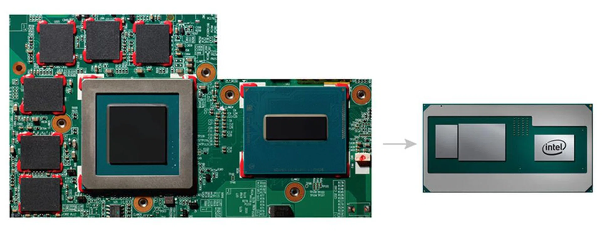 Compared to having the CPU, GPU, and memory implemented separately, the new chips occupy a lot less space. (Image Source: Intel)