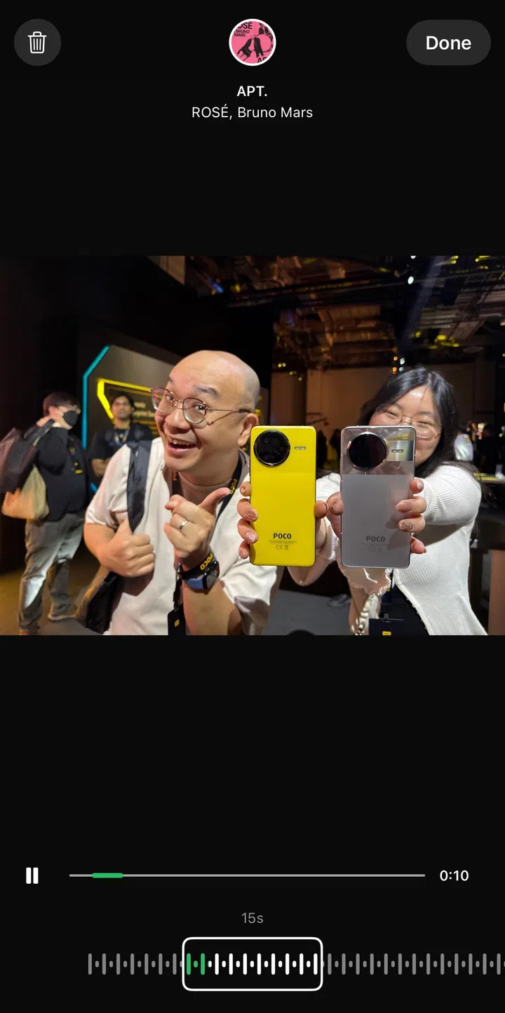 Choosing a section of the song is the same as how you would on TikTok and on Instagram's Stories feature. Photo: HWZ.