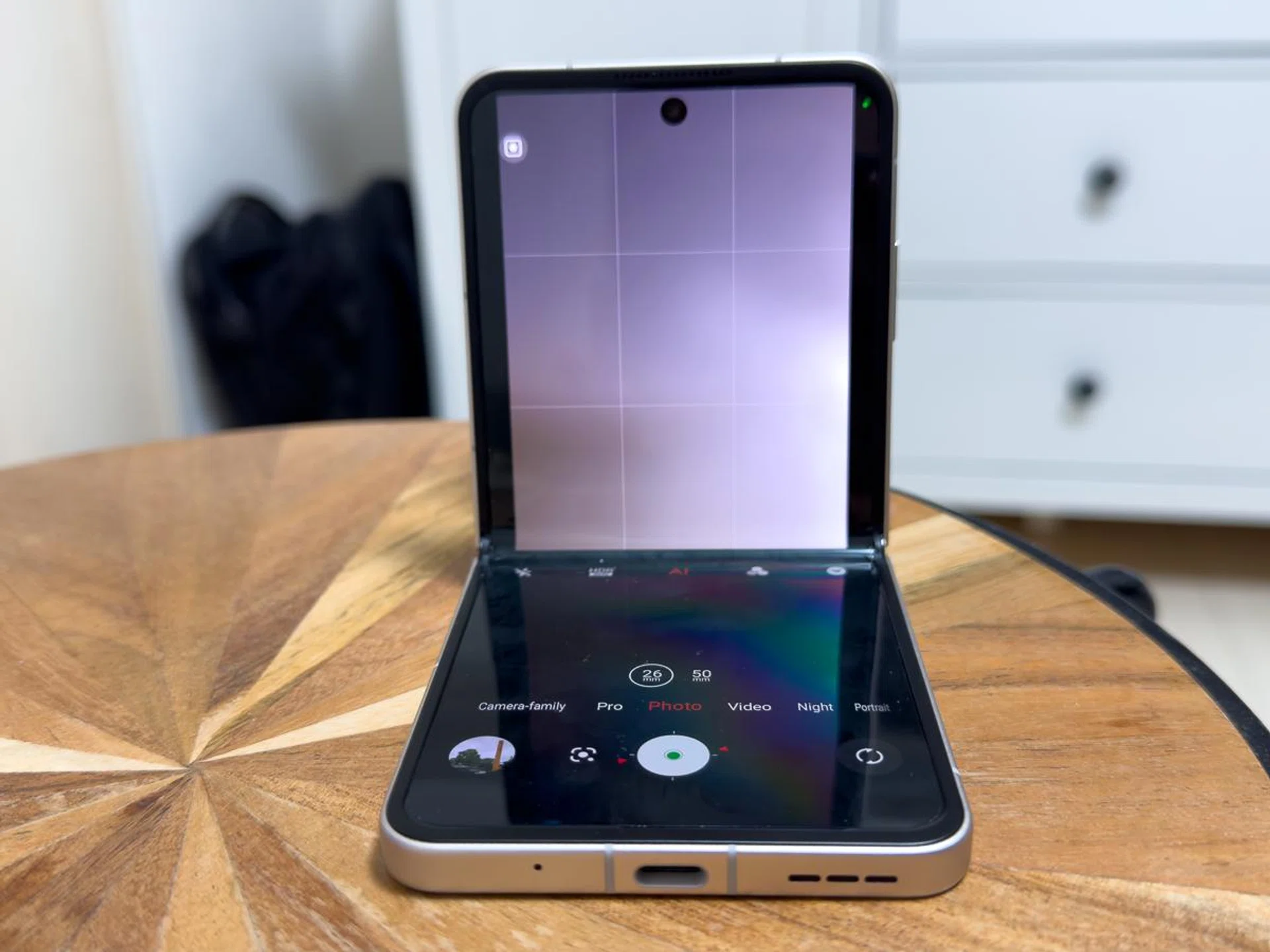 Camera preview when half folded.