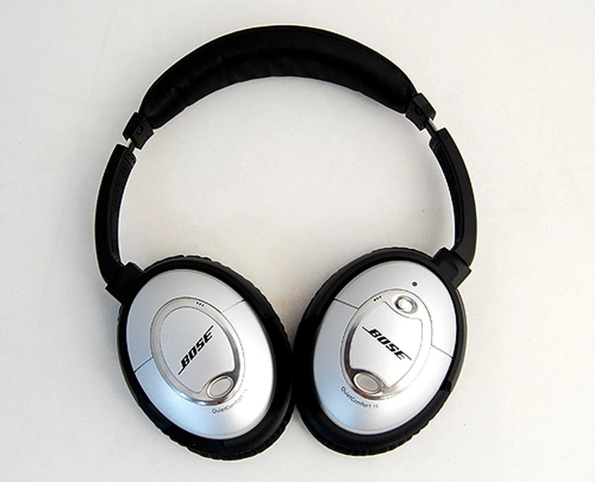 The headphones can be folded flat for easy storage.