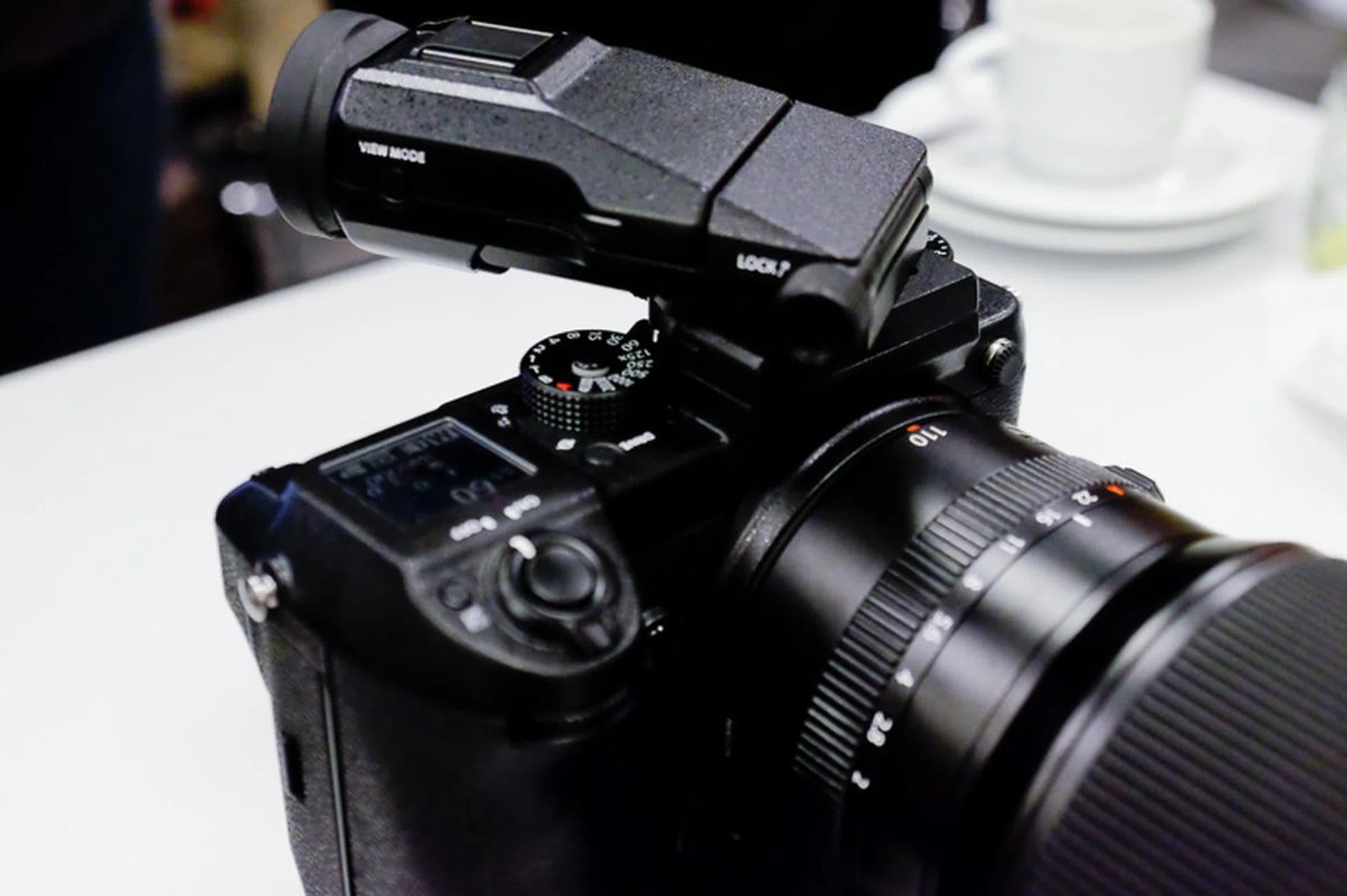 The waist-level EVF looks to be a handy option for product photographers.