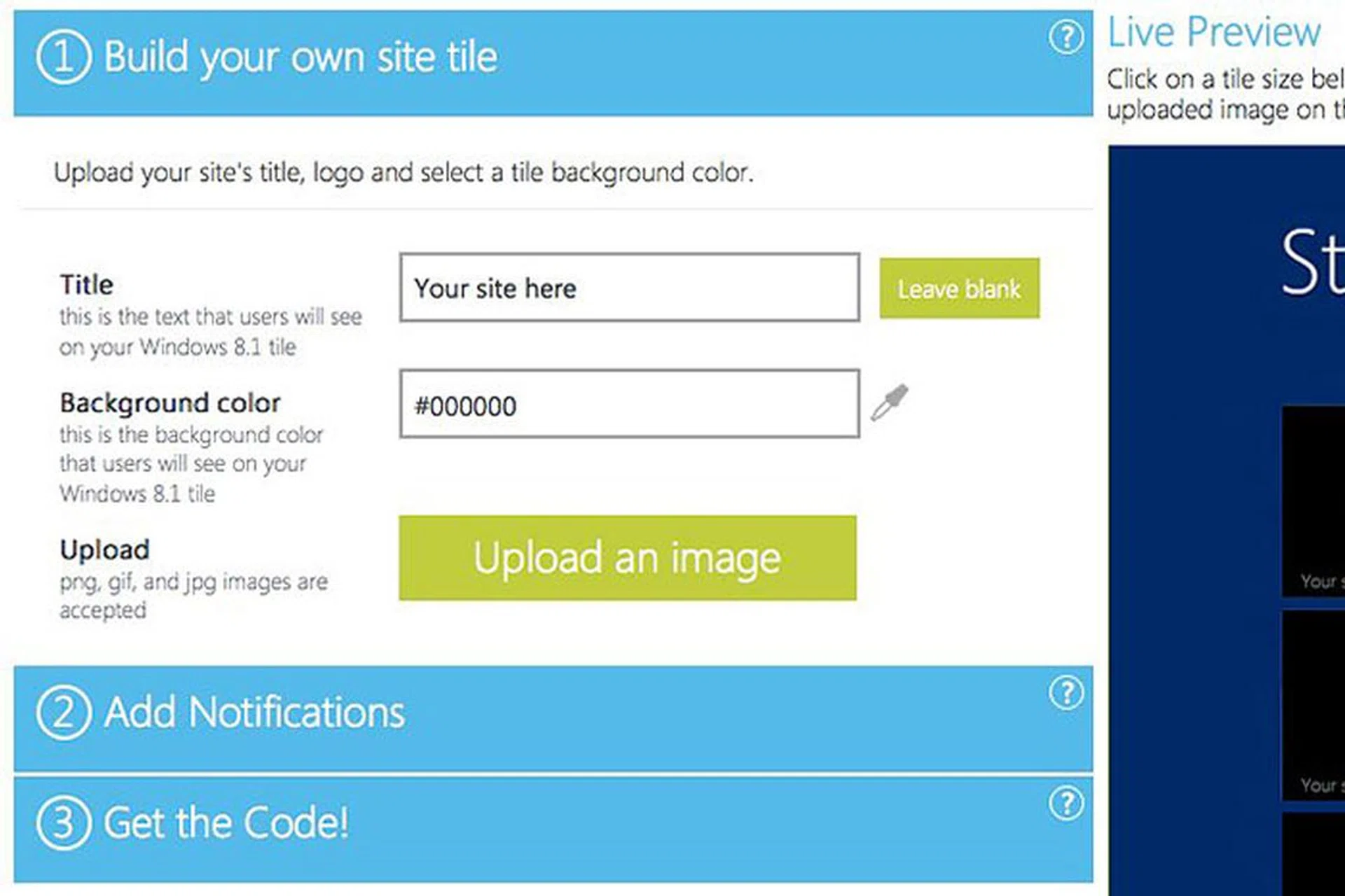 Developers, if you've a minute or two to spare, go create a Windows 8.1 tile for your website.