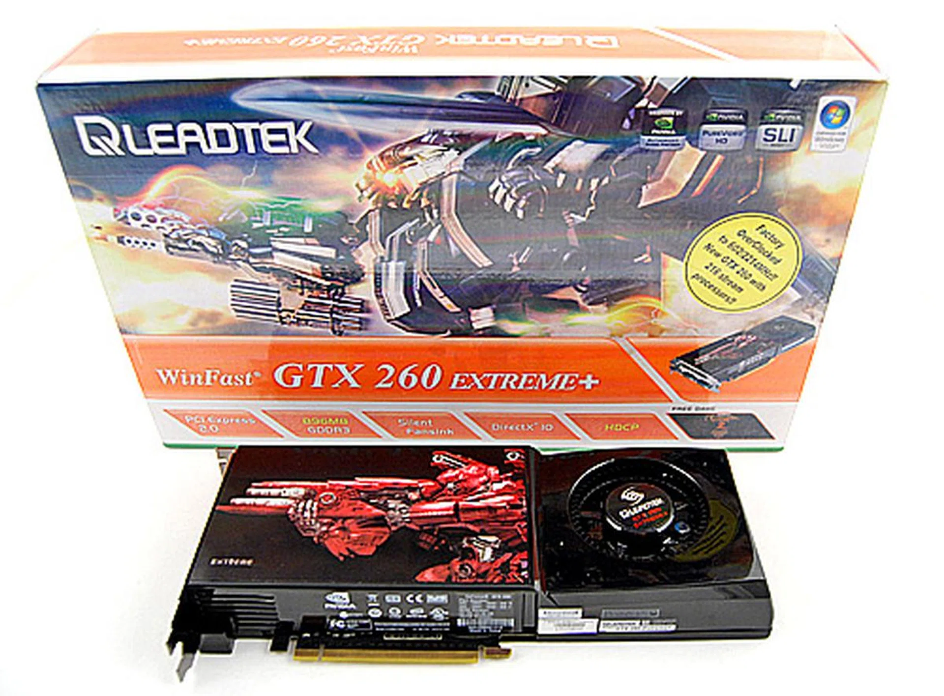The thing about NVIDIA GT200 series card that irks us is that they come with reference coolers, making one card look no different from the other, regardless whether they are overclocked or not. The Leadtek WinFast GTX260 Extreme+ is no different, it sports a reference cooler and as such looks identical to every other card in the GTX 200 series.