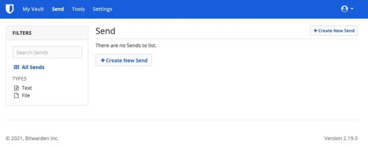 Bitwarden's Send feature.