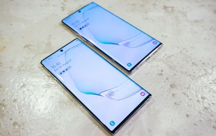 The Samsung Galaxy Note10 and Note10+.
