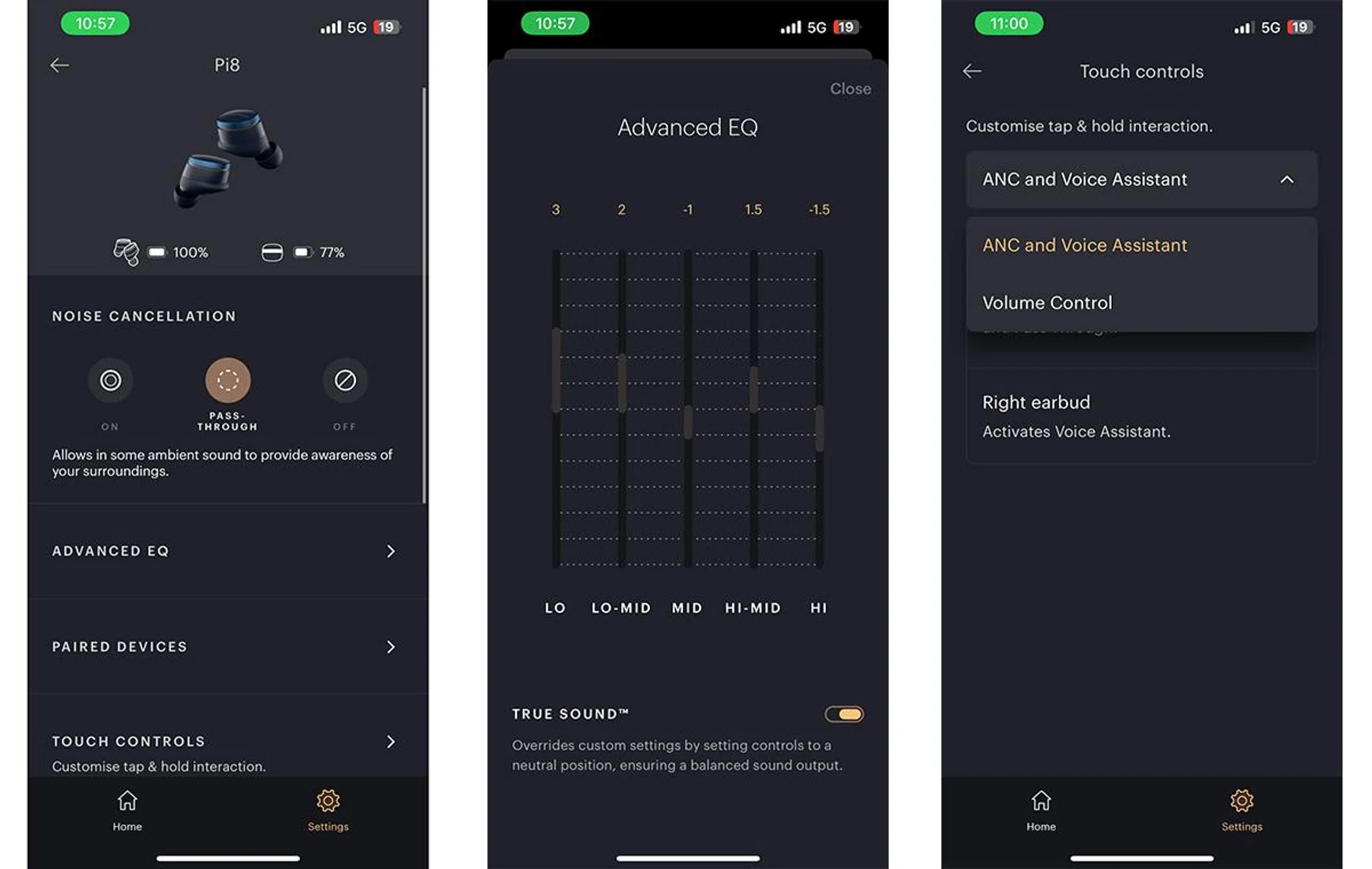 Hopefully more touch controls can be assigend to the earbuds. Photo: HWZ