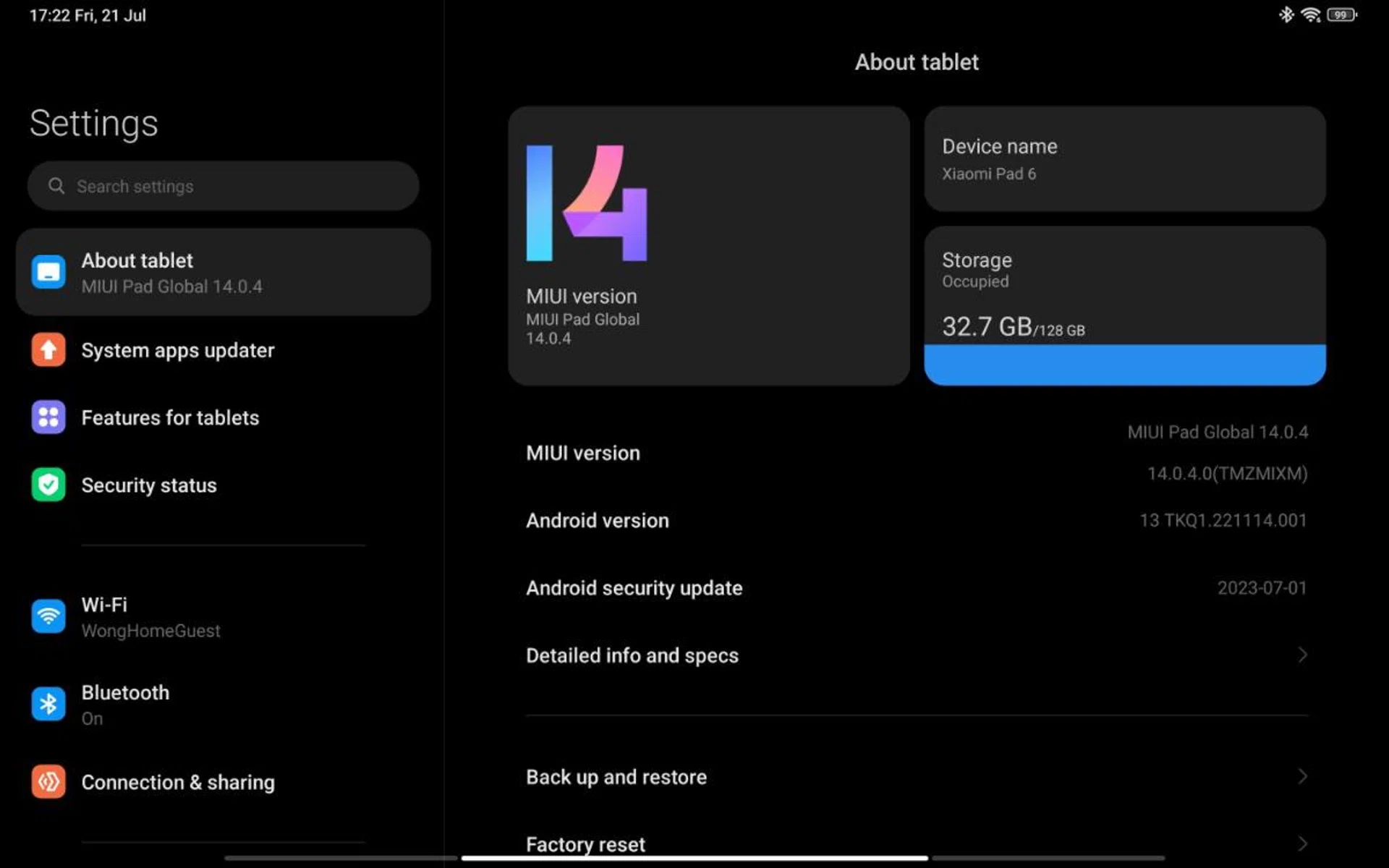 All your tablet's relevant information at a glance. 