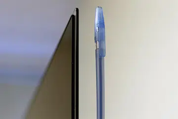 The G6 OLED TV is so thin that I recommend that you don't grab it at the top when setting it up.
