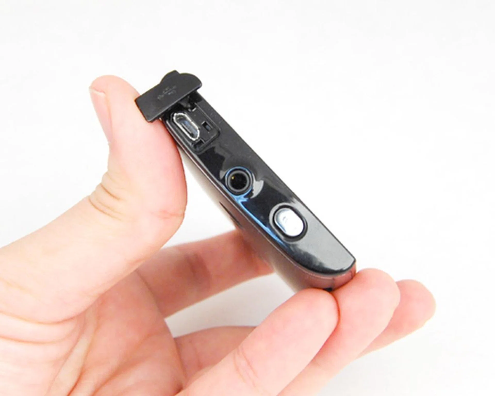 A 3.5mm audio jack, nestled in between the power button and the microUSB port.