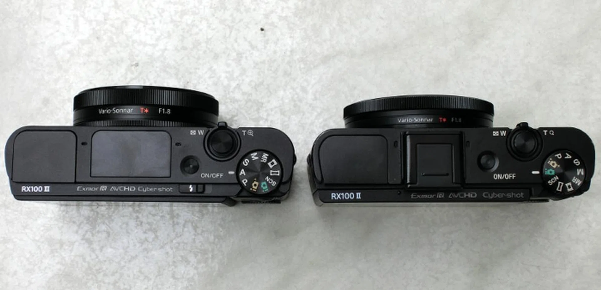 Sony has managed to include all these new features without making the RX100 III (left) significantly larger than its predecessor. 