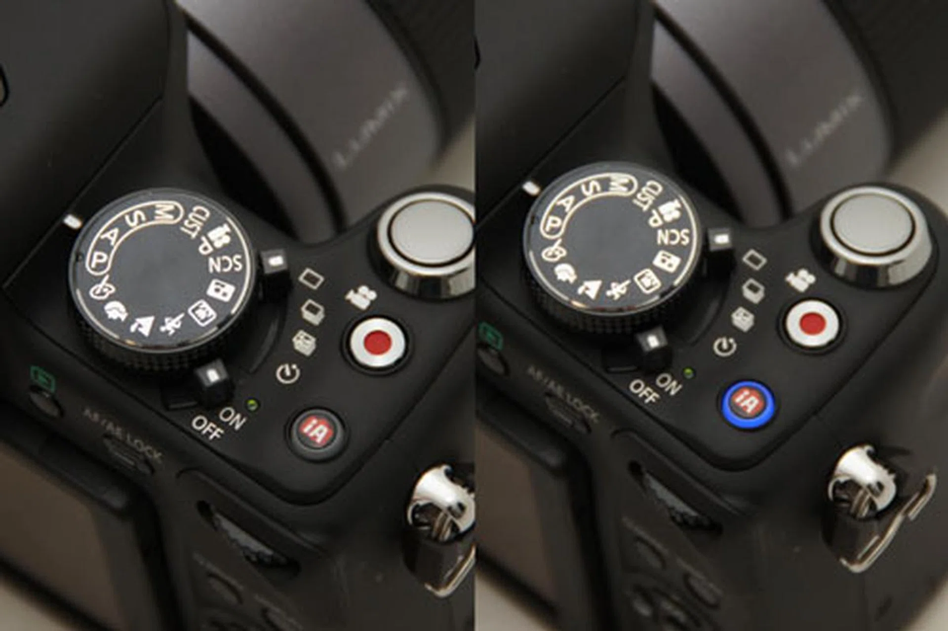 Look hard and you won't find Panasonic's iA mode on the control dial. Instead, it's been given its own dedicated button, which makes switching between auto and manual modes very easy.