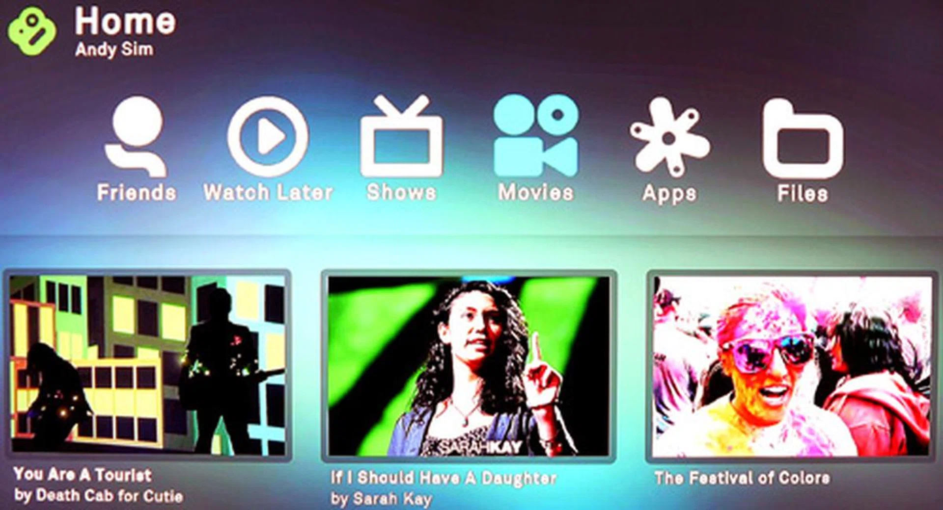 The home page features six primary applications. While the icons are easy to discern, getting to your desired destination on the Boxee will require a number of clicks on the remote. On the bright side, the overall interface is pretty streamlined with concise sub-menus.