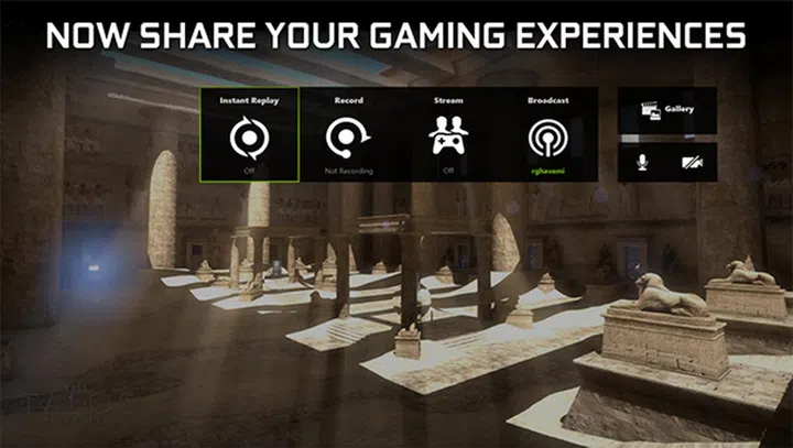 The new in-game overlay adds dedicated buttons for capturing in-game footage and streaming. (Image Source: NVIDIA)