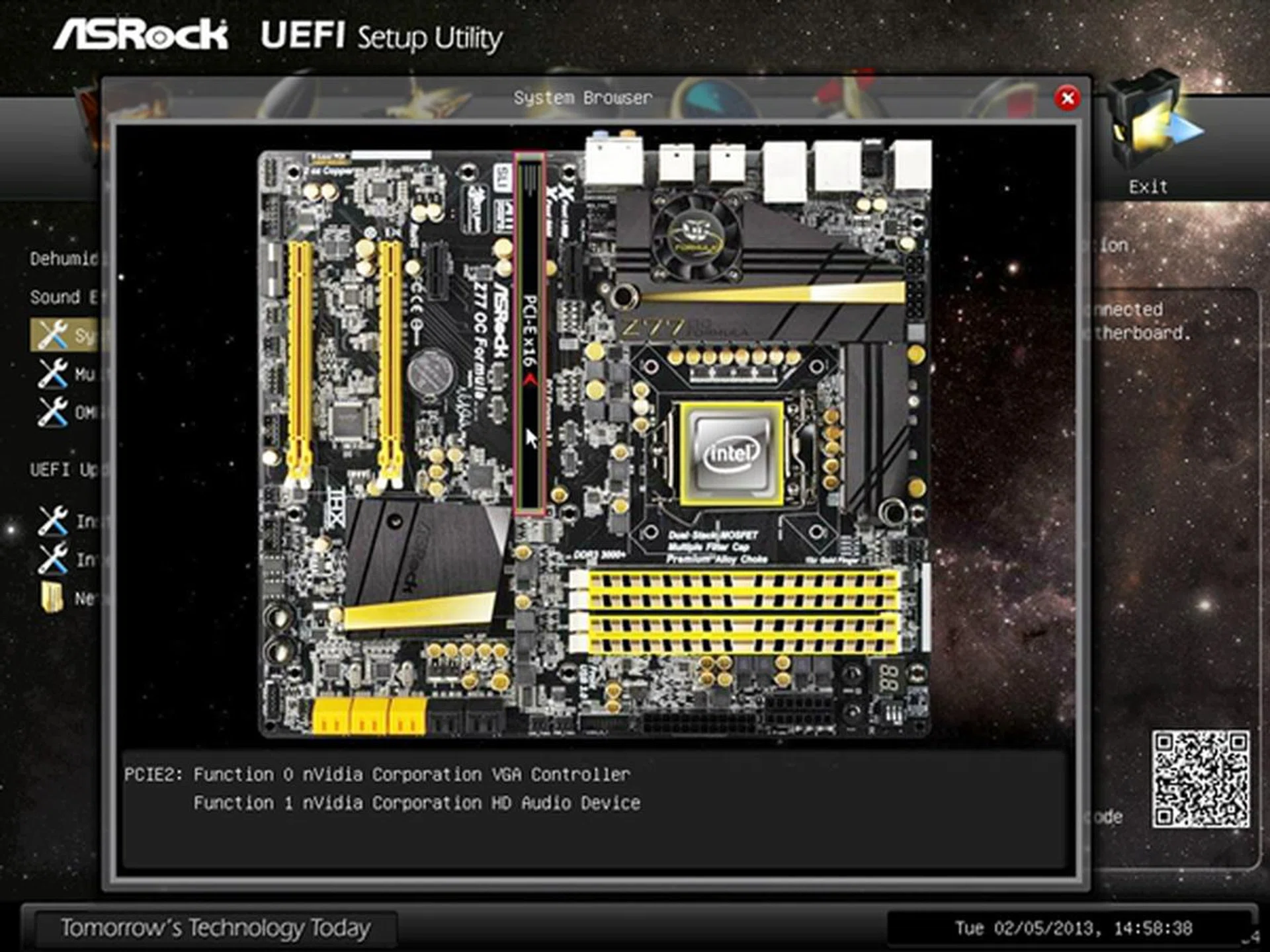 Using the System Browser, we moused over the first PEG slot where our graphics card was installed to obtain more information about it. This allows power users to retrieve such information without having to crack open the chassis of the system.