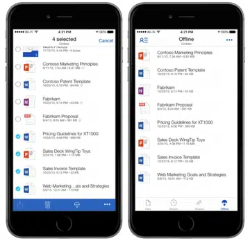 The OneDrive iOS app now has offline file support.