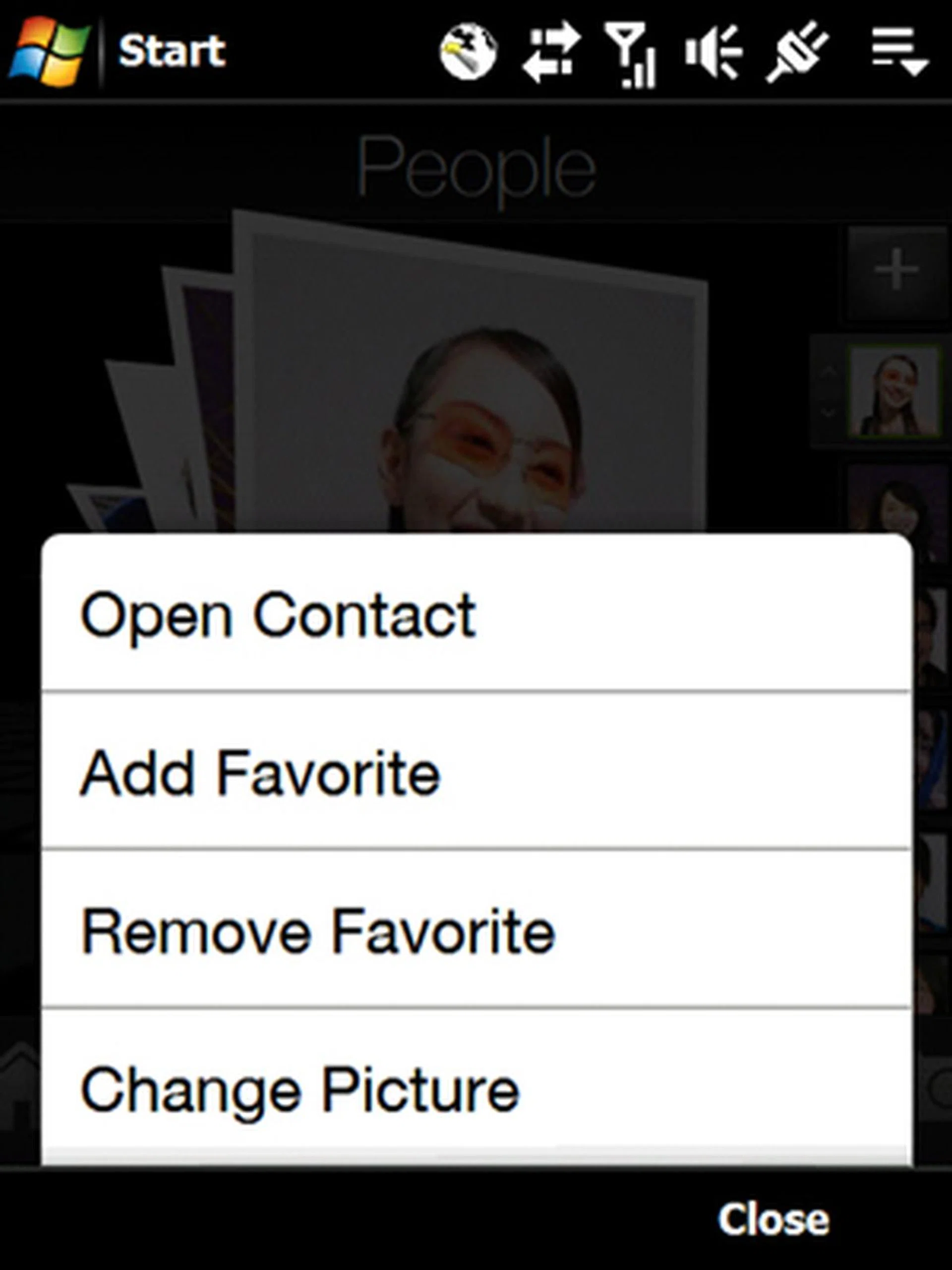 On the Contact page, besides the roller style contact display that can be scrolled through with either an upwards or downwards swipe, additional options are also accessible should you wish to edit the selected Contact.