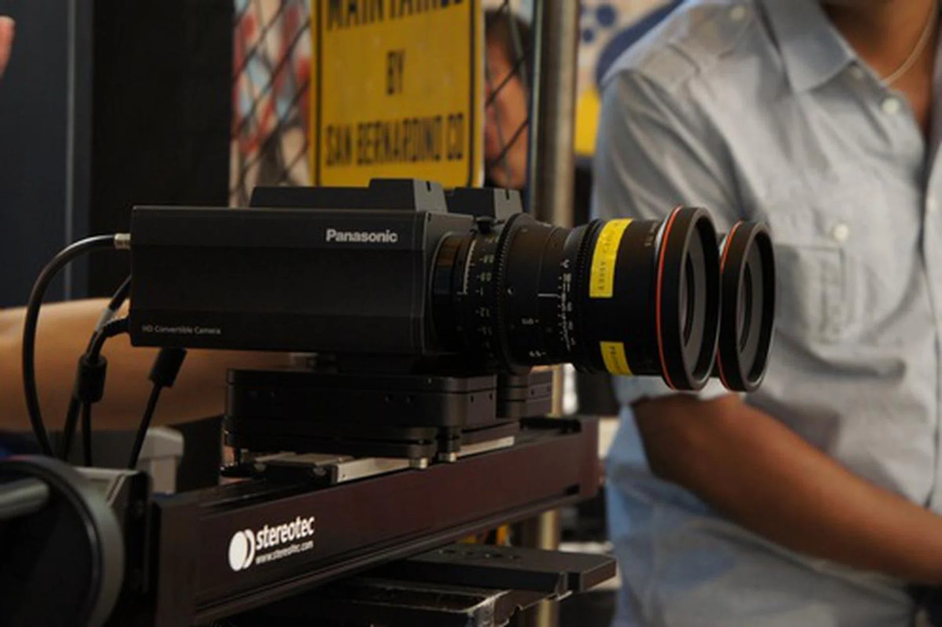 Panasonic's professional HD cameras were doing live 3D coverage of the stunt bikers' performance.