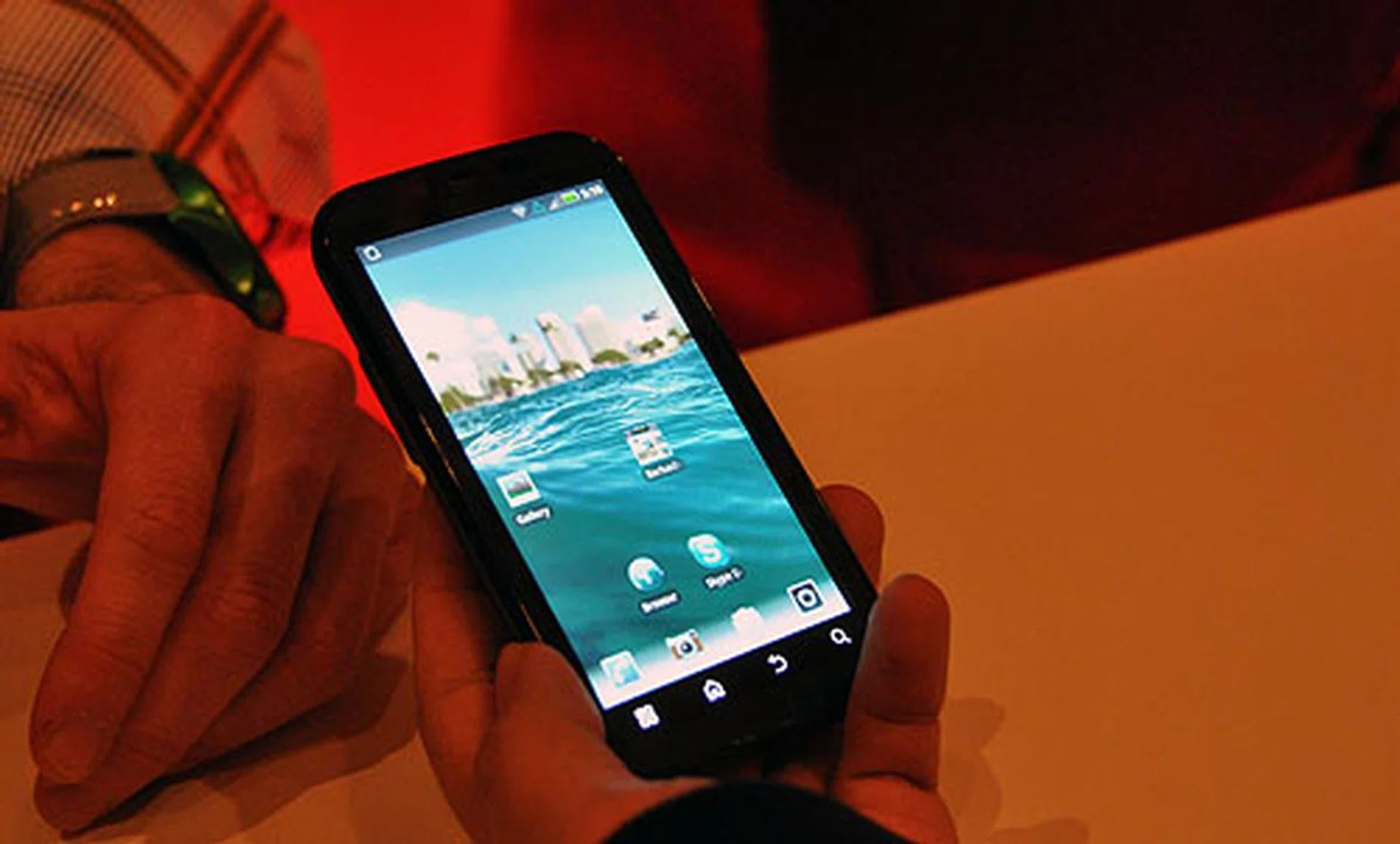 The Motorola Droid Bionic. Runs on a dual-core 1GHz processor (NVIDIA Tegra 2), 1GB RAM, Android OS 2.2 and only for Verizon's 4G network at the moment.