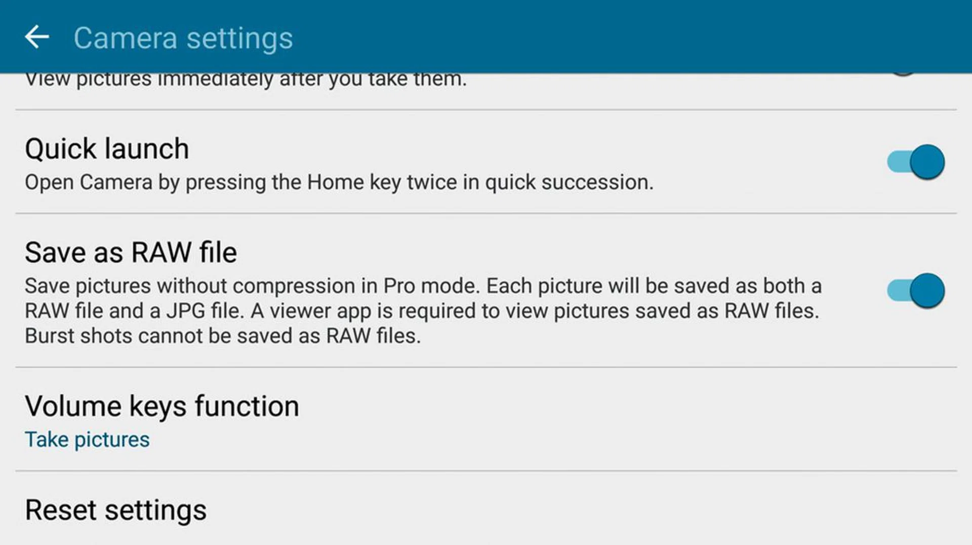 You can save in raw directly from the S7 Camera app, which you can’t do on the iOS Camera app.