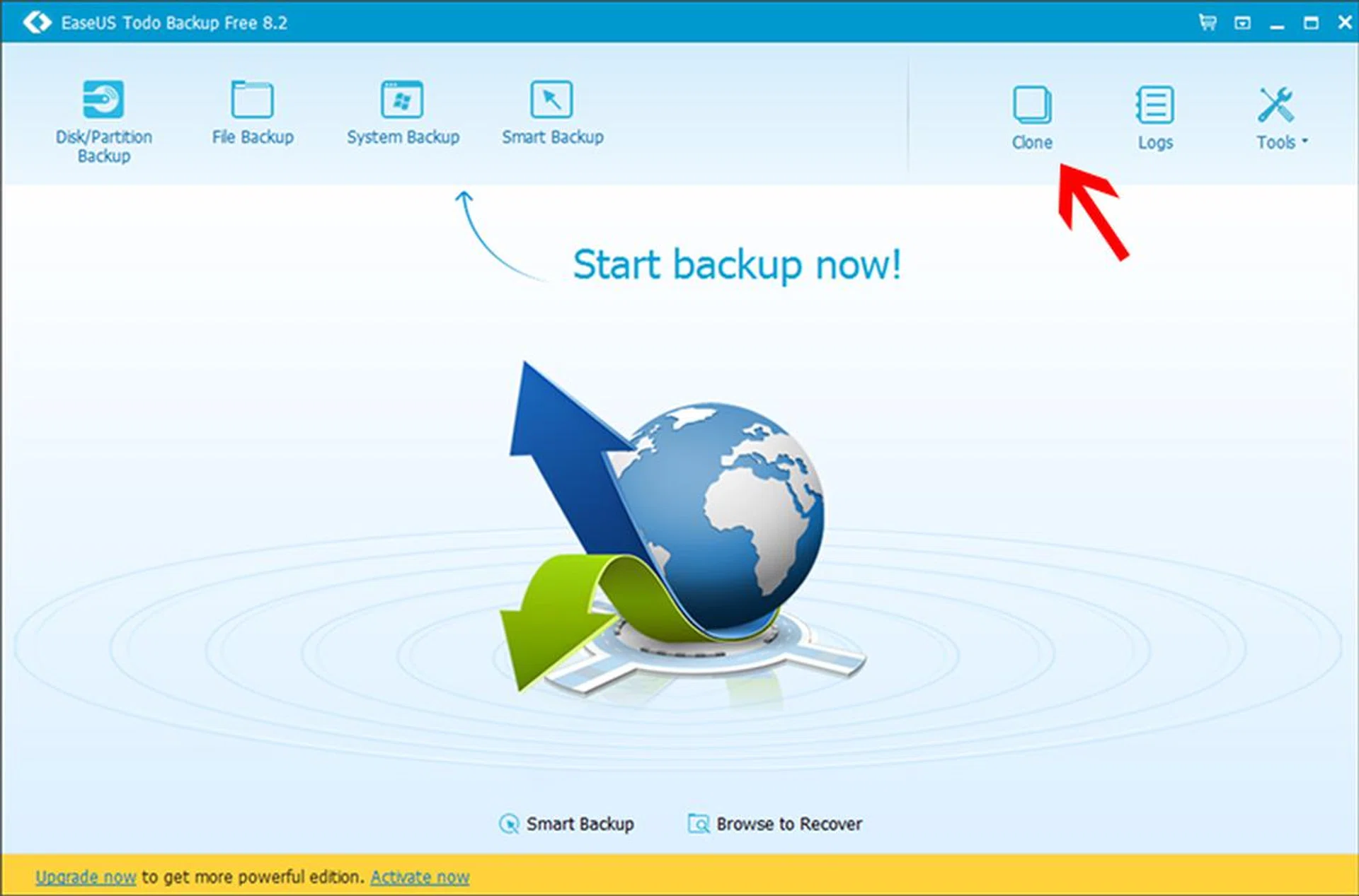 Click on "Clone" in the top right to begin the cloning process.