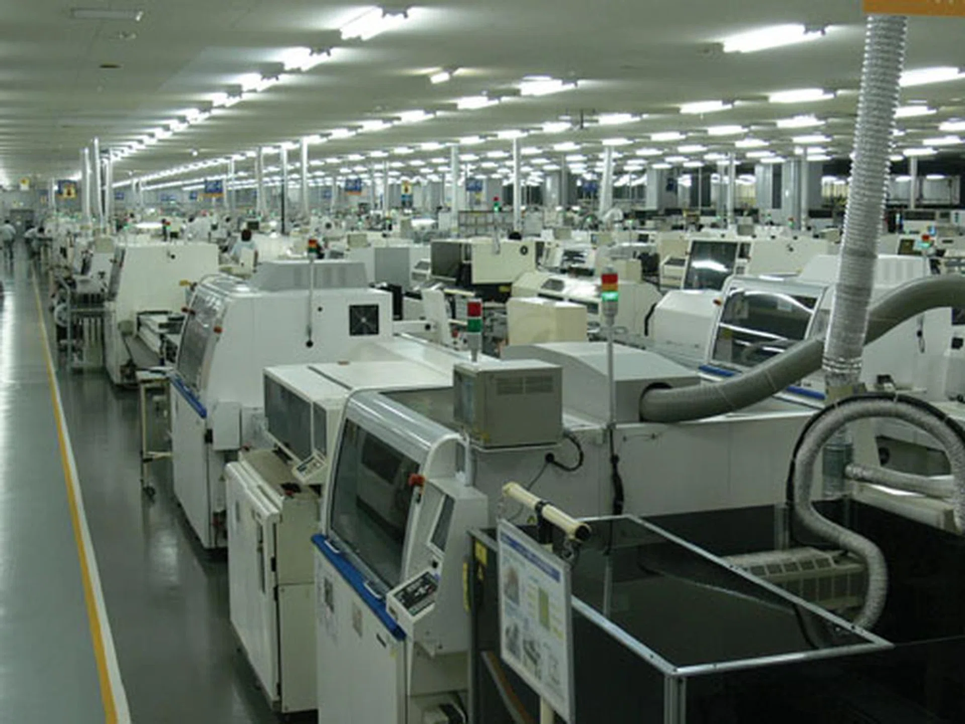 The circuit boards are manufactured here in these machines.