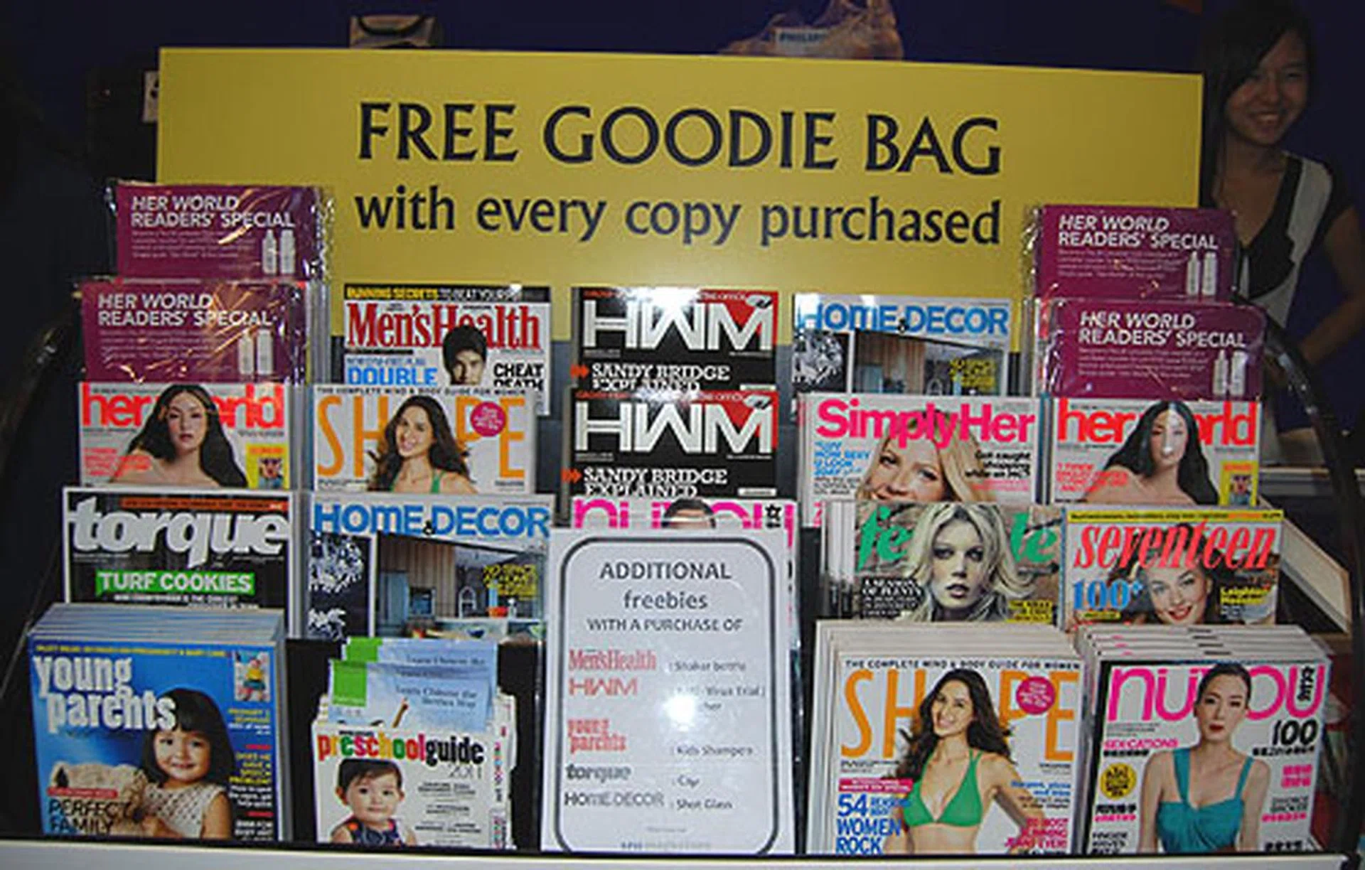 Besides HWM, the whole stable of SPH Magazines are all there, so be it lifestyle, motoring or health, there's a magazine for you. Every copy entitles you to a free goodie bag.
