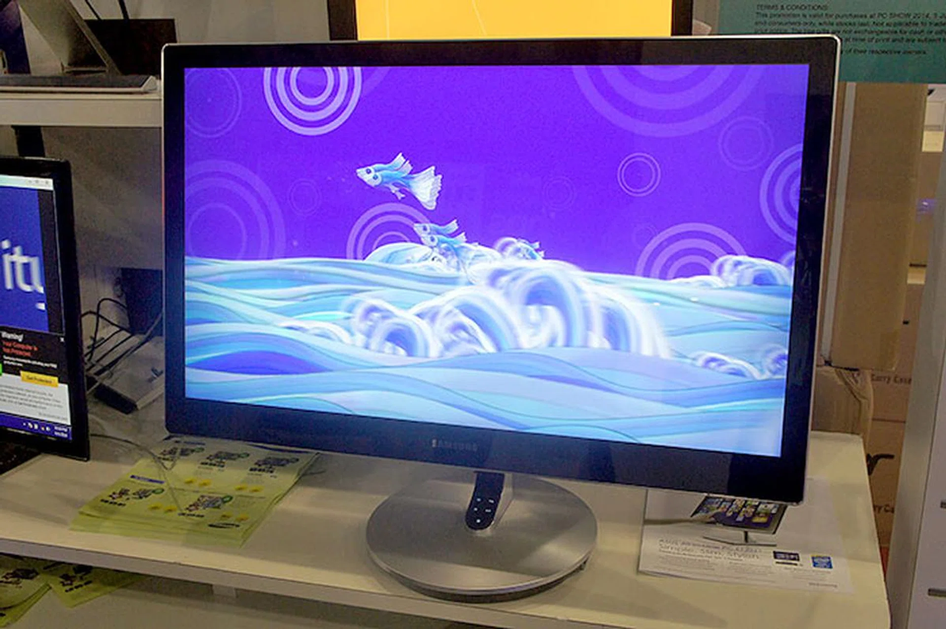 There are quite a few Samsung monitors at the PC Show too. If you're feeling rich, this 27-inch, 2,560 x 1,440-pixel S27B970DS is going for $1,399, down from $1,599. Free gifts include an HDMI cable, keyboard, mouse, and headset.