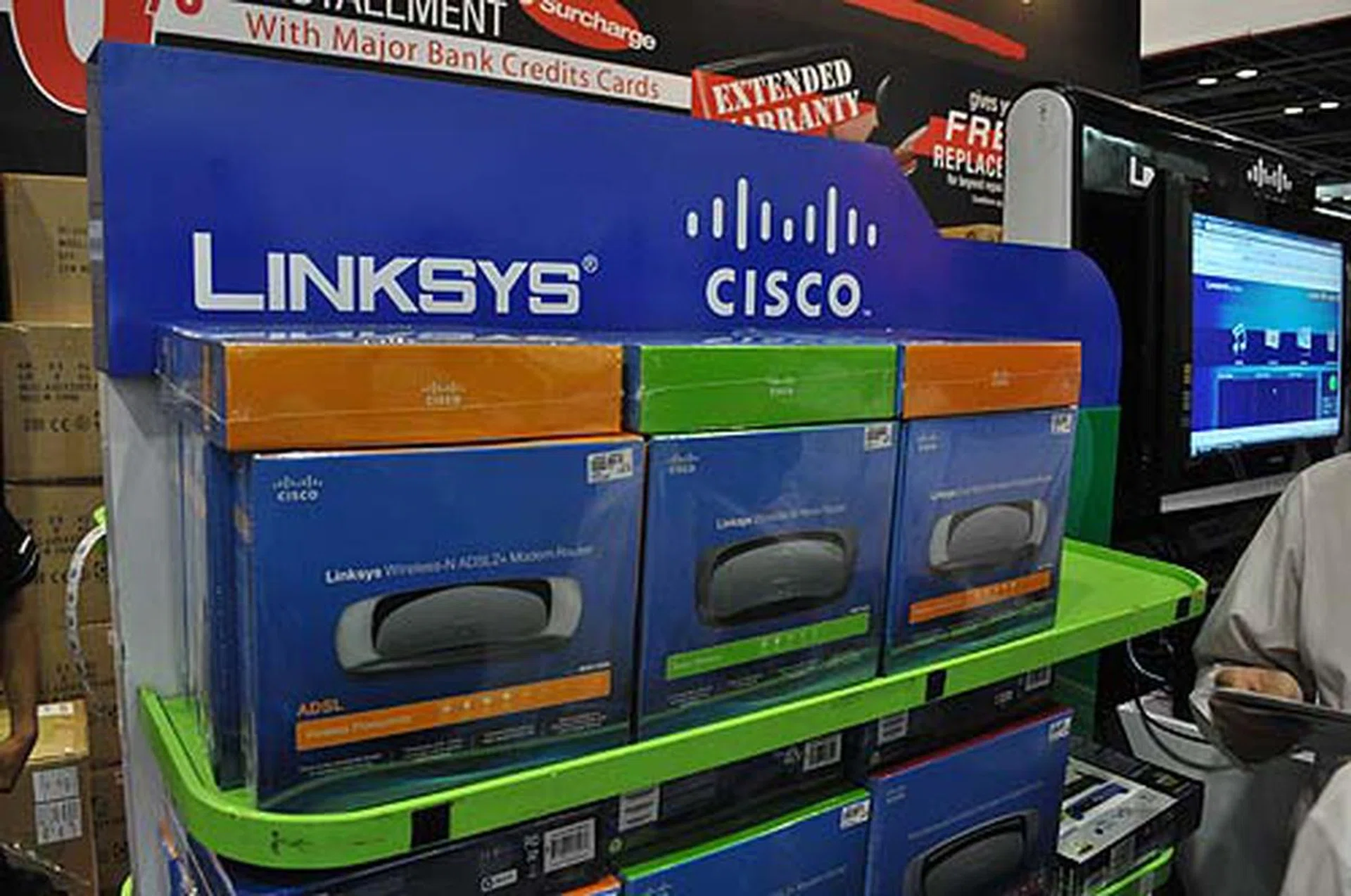 If you're looking for Cisco Linksys products, don't worry, you should be able to find them easily at the various booths.