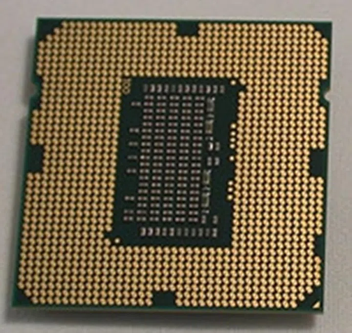 The Lynnfield CPU with its LGA1156 packaging.