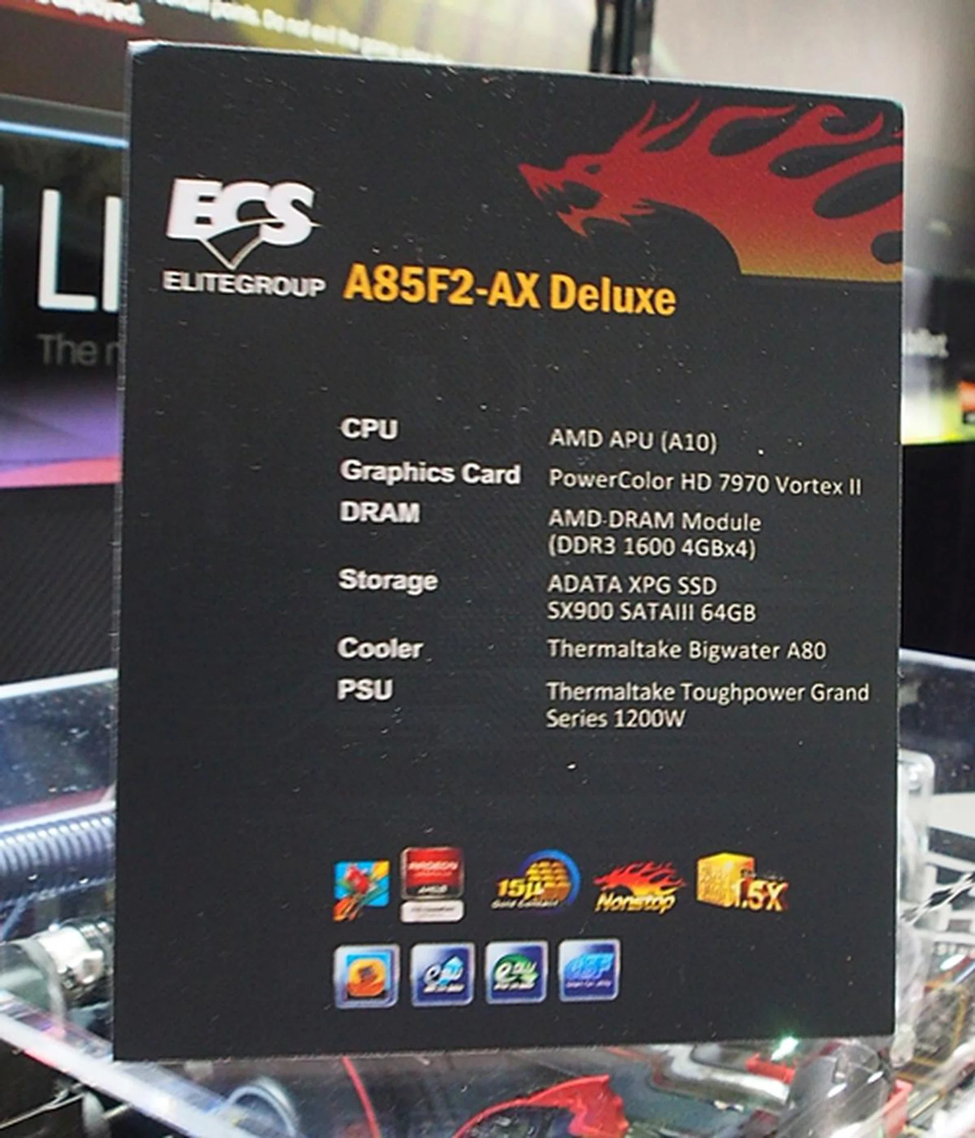 The specifications of the gaming rig that stated it featured "ECS A85F2-AX Deluxe" - is this a new addition to the Black Series AMD 85X motherboards? We'll update you know once we obtain more details from ECS.