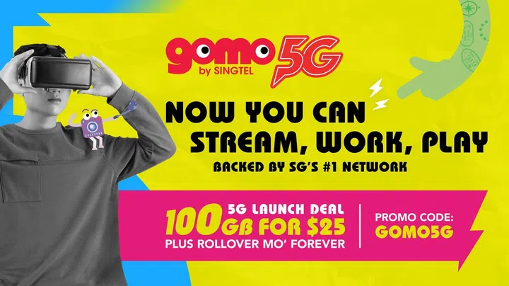 GOMO 5G. Note that the Singtel graphic displays the promotional details, not the standard S$30 plan. Image credit: Singtel.